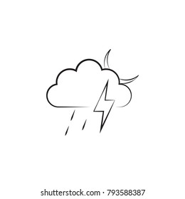 a sign of a night rain with a thunder-storm icon. Elements of weather signs icon. Premium quality graphic design. Signs, outline symbols collection icon for websites, web design on white background