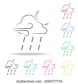 a sign of a night rain with a wind icon. Elements of weather multi colored icons. Premium quality graphic design icon. Simple icon for websites, web design, mobile app on white background
