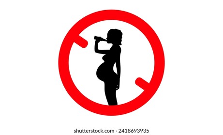 sign - No alcohol during pregnancy , black, and red silhouette