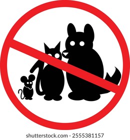 sign no animals dogs cats mice vector