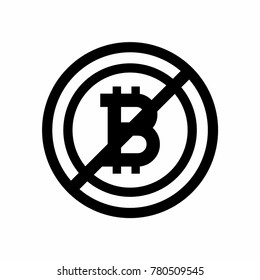 Sign no bitcoin on white background. suspended trading. vector