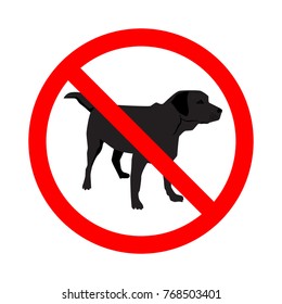 Sign No Dogs isolated on white background. Prohibition sign. Not Allowed Sign. Vector illustration
