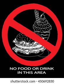 Sign, No Drink and Food, hand drawing