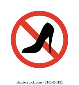 El signo de no tener tacones altos. Ilustración de vectores aislados
