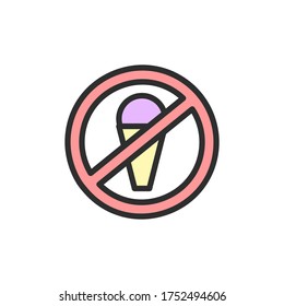 Sign, no ice cream icon. Simple color with outline vector elements of shopping center icons for ui and ux, website or mobile application