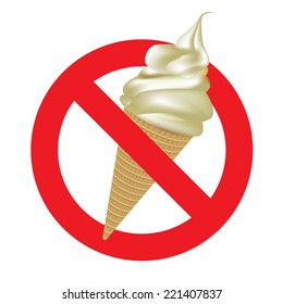 Sign no ice cream. Vector color illustration on white background.