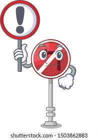 With sign no left turn on the mascot