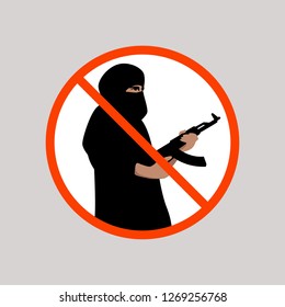 sign no terrorism , vector illustration ,flat style