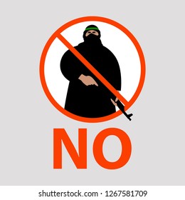 sign no terrorism,vector illustration,flat style