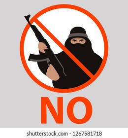 sign no terrorism,vector illustration,flat style