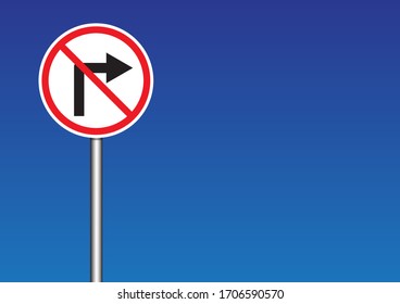 sign no turning right no go right vector illustration. 