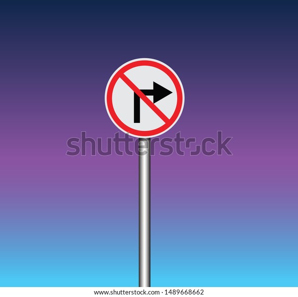 sign no\
turning right no go right vector\
illustration.