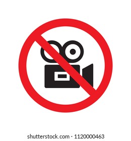 Sign no video recording prohibited. Vector illustration.