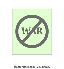 Sign no war Vector black icon on color sticker. Material design