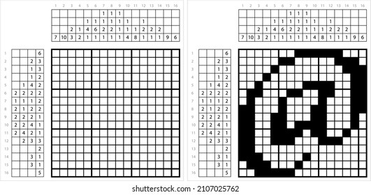 En Signos Nonogram Pixel Art, , A Tasa De, Direcciones De Correo Electrónico, Comercial At, Señal De Dirección, Símbolo, Ilustración De Arte Vector, Gridddlers De Juego De Rompecabezas Lógico, Pic-A-Pix, Dibujo De Imágenes Por Números, Picross