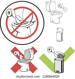 sign not to throw paper in the toilet