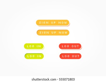 Sign Up Now, Log In & Log Out Web Buttons