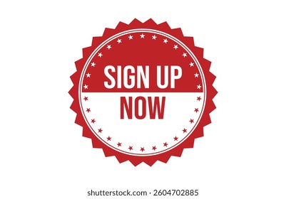 Sign up now red ribbon label banner.