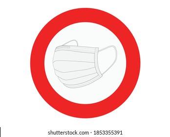 a sign of obligatory wearing of a mask isolated on a white background