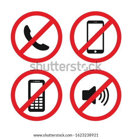 Sign off the phone. Vector warning icons