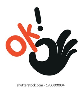 Sign of Ok! vector  flat illustration 