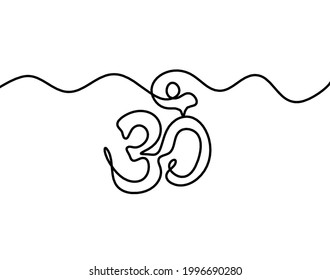 Sign of OM as line drawing on the white background. Vector