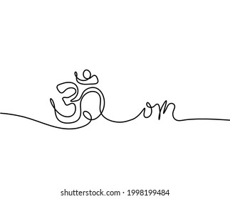 Zeichen von OM als Linienzeichnung auf weißem Hintergrund. Vektorgrafik