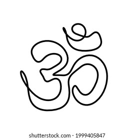 Sign of OM as line drawing on the white background. Vector