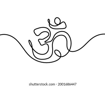 Sign of OM as line drawing on the white background. Vector