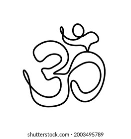 Sign of OM as line drawing on the white background. Vector