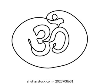 Sign of OM as line drawing on the white background. Vector