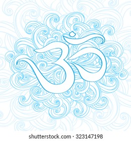 Sign of OM on the backdrop of a beautiful wavy curls
