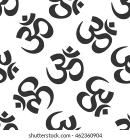 Sign Om. Symbol of Buddhism and Hinduism religions icon pattern on white background. Adobe illustrator
