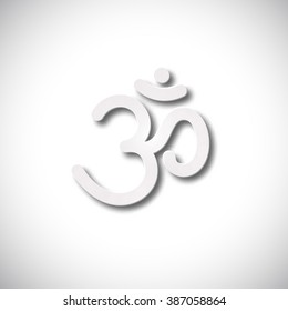 Sign Om vector. Hand drawn symbol of Buddhism and Hinduism religions