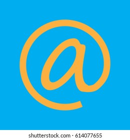 the at sign on a blue background.