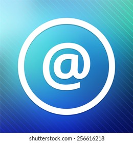 At Sign on Blue Round Button