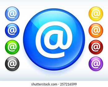 At Sign on Colorful Round Button