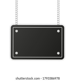 Sign on door store template. Business open or closed black banner. Vector.