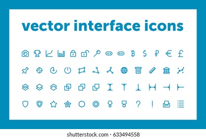 Sign on, globe, camera, question mark, printer, trash, medal, dollar and other icons for program interface