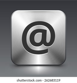 At Sign on Silver Square Button