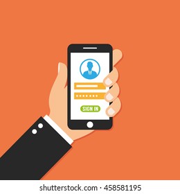 Sign in on smartphone screen