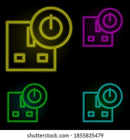 sign on the socket neon color set icon. Simple thin line, outline vector of automation icons for ui and ux, website or mobile application