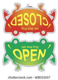 sign on the store door closed open funny frog