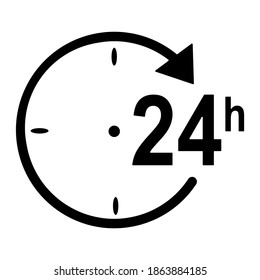Firma Abierta las 24 horas o las 24 horas del día.  Ilustración vectorial aislada en fondo blanco.