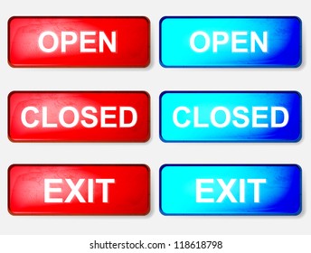 Sign Open Closed Red Blue On Stock Vector (Royalty Free) 118618798 ...