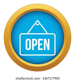 Sign open icon blue vector isolated on white background for any design