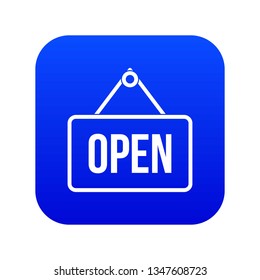 Sign open icon digital blue for any design isolated on white vector illustration