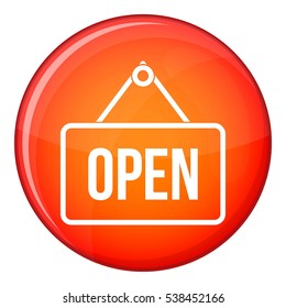 Sign open icon in red circle isolated on white background vector illustration