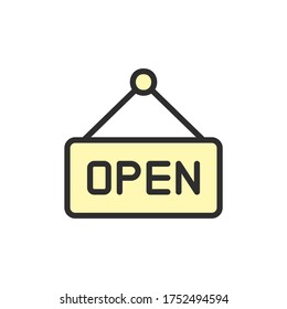 Sign, open icon. Simple color with outline vector elements of shopping center icons for ui and ux, website or mobile application