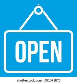 Sign open icon white isolated on blue background vector illustration